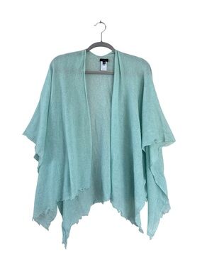 Talbots Pure Cashmere Travel Ruana Wrap One Size Mint Green Gauzy Poncho Shawl